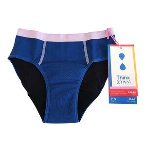 Thinx BTWN Period Underwear Brief For Tweens & Teens 9-10 Years Tidal Wave Super